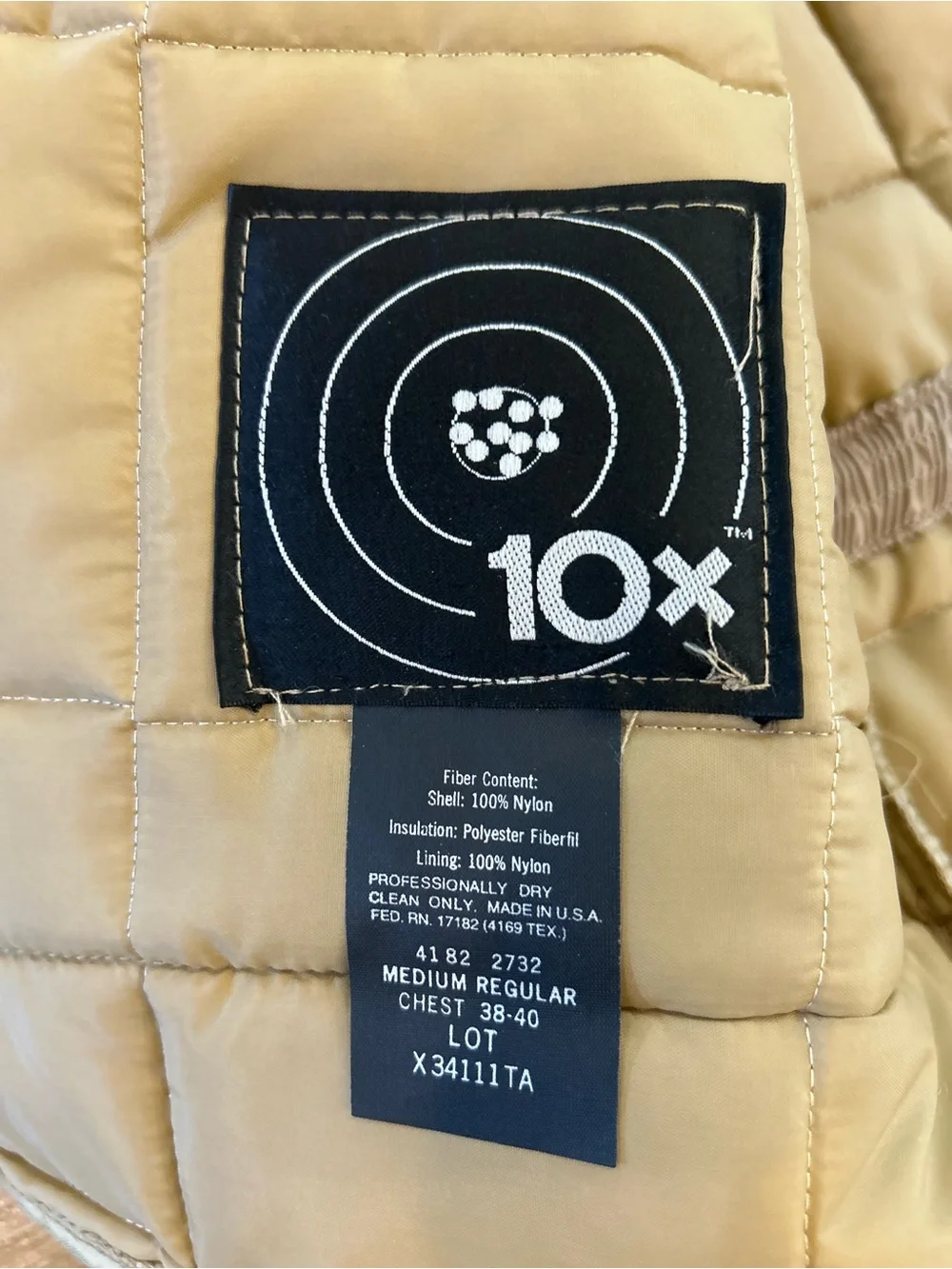 Vintage 10X Men’s Medium Quilted Shooting Hunting Jacket USA Tan Excellent
